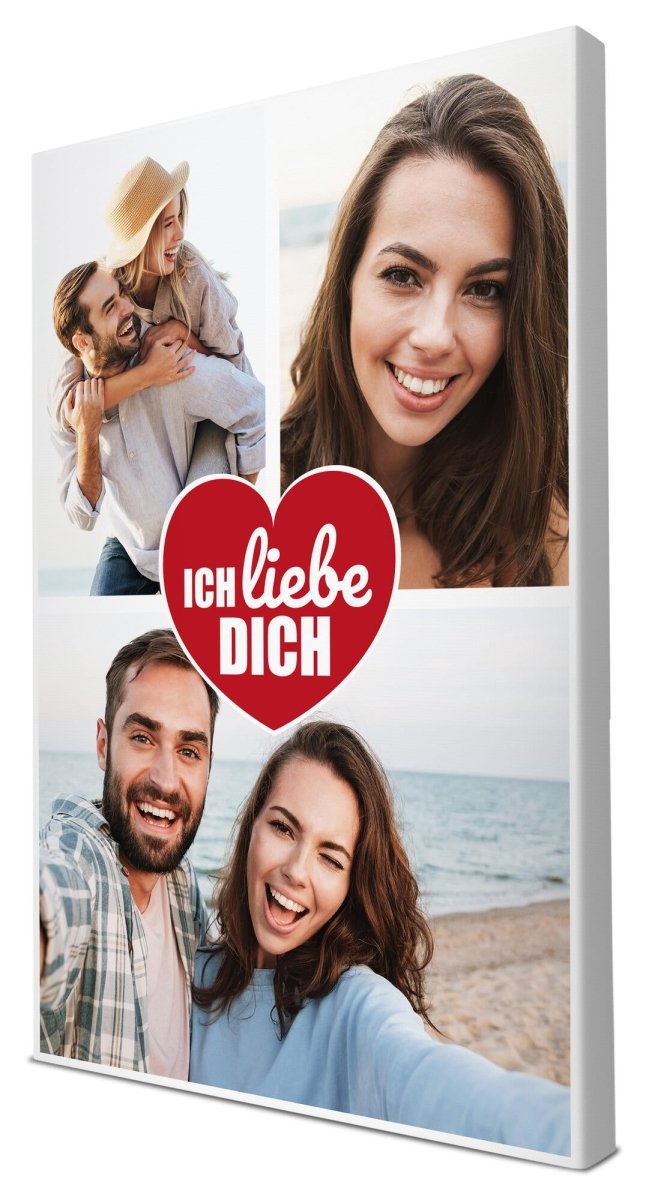 Fotocollage 3 Bilder Ich liebe dich mit roten Herz M0026 - meinleinwand.de