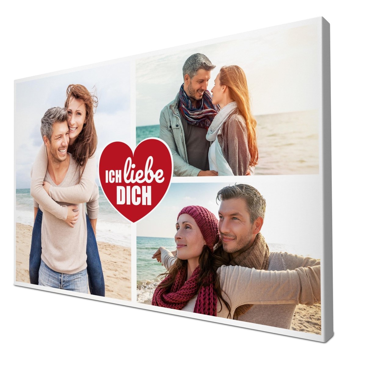Fotocollage 3 Bilder Ich liebe dich mit roten Herz M0026 - meinleinwand.de