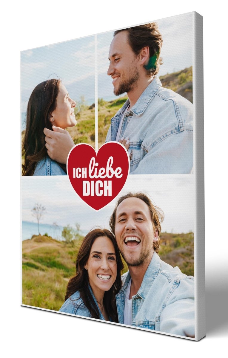 Fotocollage 3 Bilder Ich liebe dich mit roten Herz M0026 - meinleinwand.de