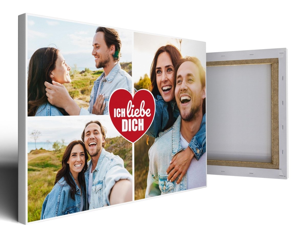 Fotocollage 3 Bilder Ich liebe dich mit roten Herz M0026 - meinleinwand.de