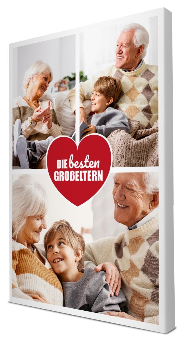 Fotocollage 3 Bilder Beste Grosseltern mit roten Herz M0032 - meinleinwand.de
