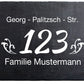 Hausnummer auf schieferplatte mit Verzierung "Name, Straße und Hausnummer" M0050 - meinleinwand.de