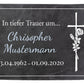 Gedenktafel Schiefer mit Namen und Kreuz mit Blume M0110 - meinleinwand.de