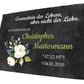 Gedenktafel Schiefer mit Namen und Blumen M0112 - meinleinwand.de