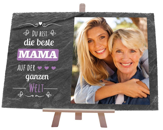 Schiefertafel Beste Mama auf der Welt mit Bild und Spruch M0310 - meinleinwand.de