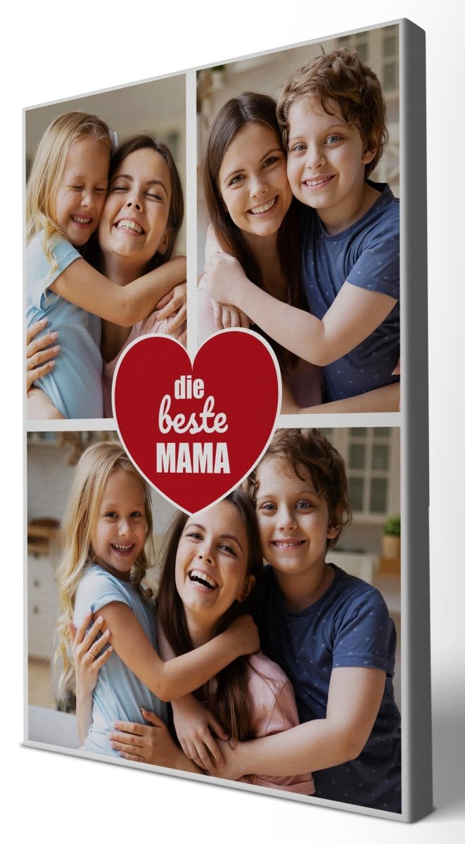 Fotocollage 3 Bilder Beste Mama mit roten Herz M0004 - meinleinwand.de