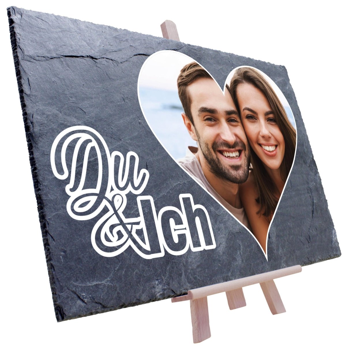 Schieferplatte mit Staffelei "Du & Ich" M0006 - meinleinwand.de