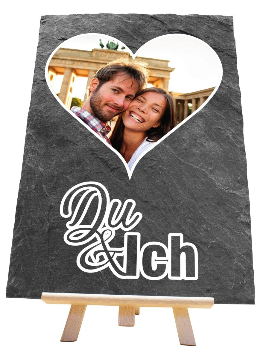 Schieferplatte mit Staffelei "Du & Ich" M0007 - meinleinwand.de