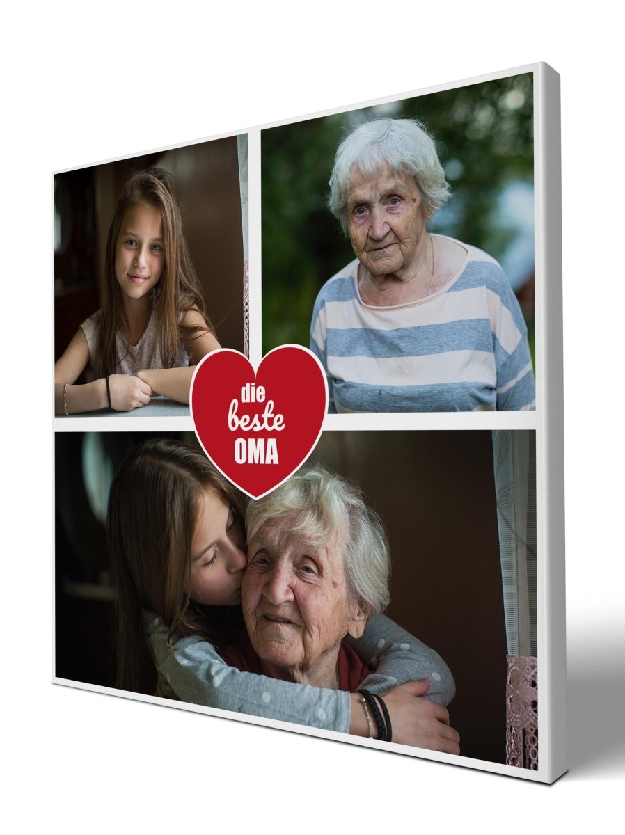 Fotocollage 3 Bilder Beste Oma mit roten Herz M0008 - meinleinwand.de