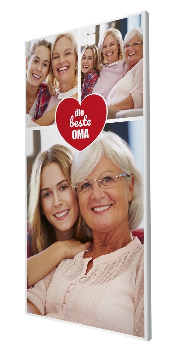 Fotocollage 3 Bilder Beste Oma mit roten Herz M0008 - meinleinwand.de