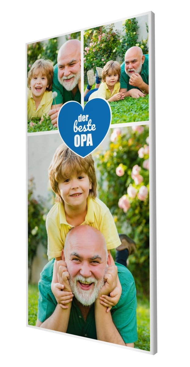 Fotocollage 3 Bilder Bester Opa mit blauen Herz M0010 - meinleinwand.de