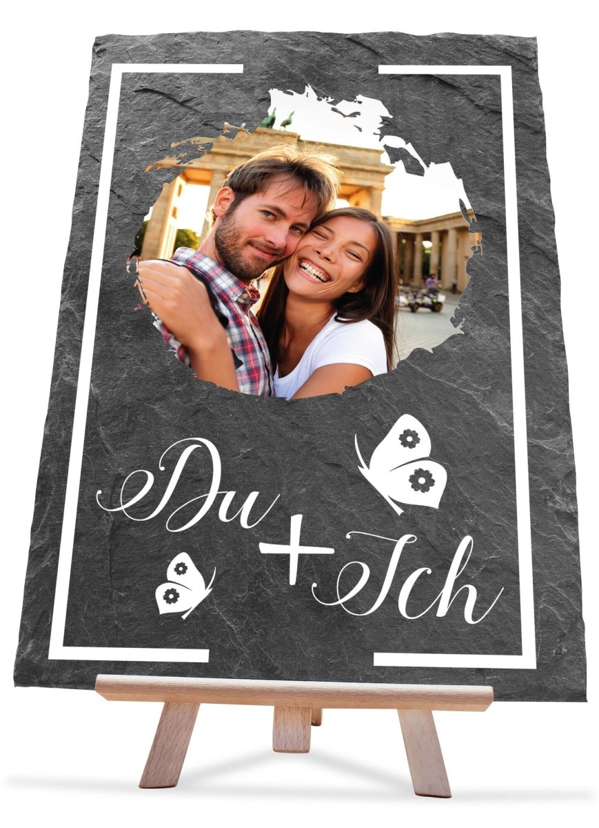Schieferplatte mit Staffelei "Du & Ich" M0011 - meinleinwand.de