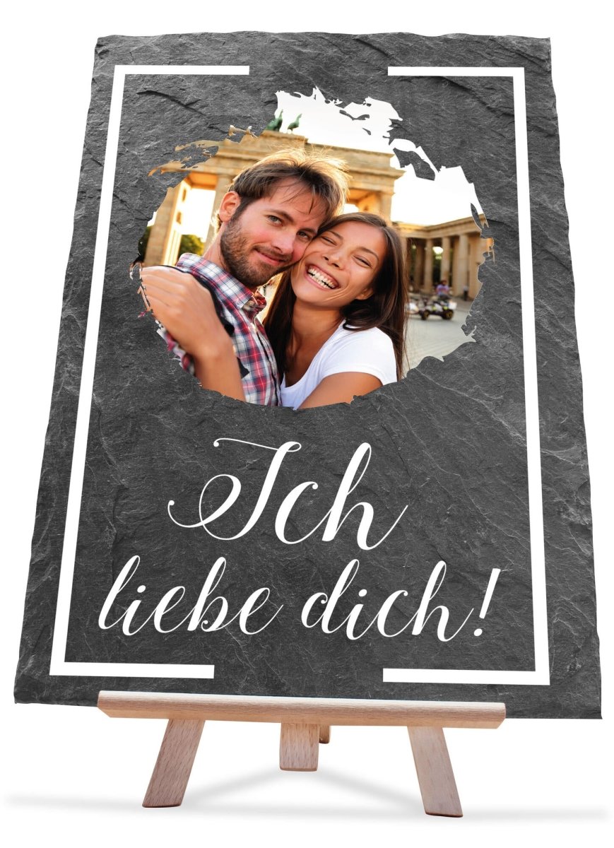Schieferplatte mit Staffelei "Ich liebe dich!" M0012 - meinleinwand.de