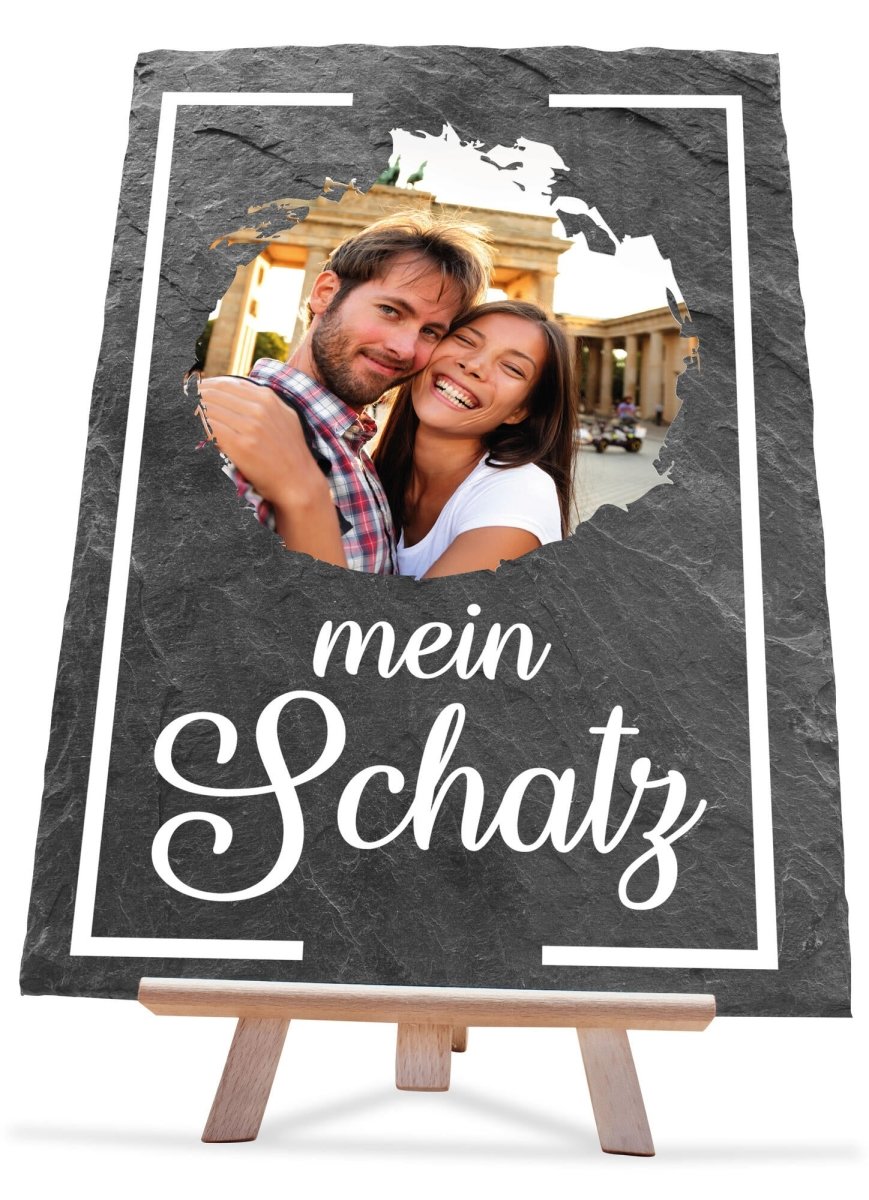 Schieferplatte mit Staffelei "Mein Schatz" M0013 - meinleinwand.de