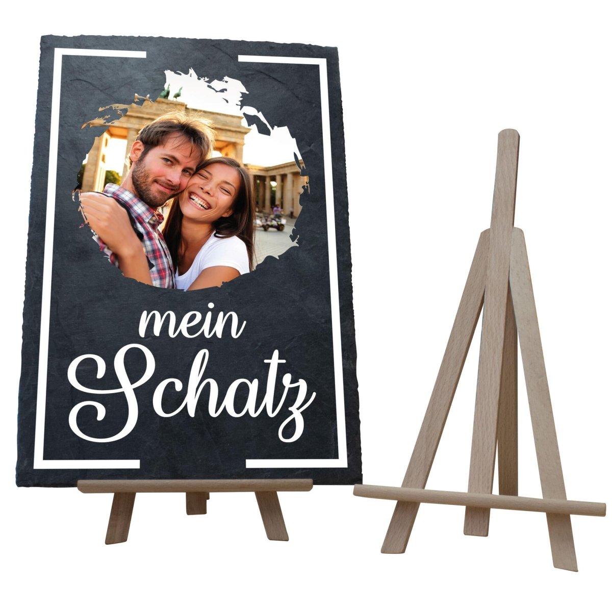 Schieferplatte mit Staffelei "Mein Schatz" M0013 - meinleinwand.de