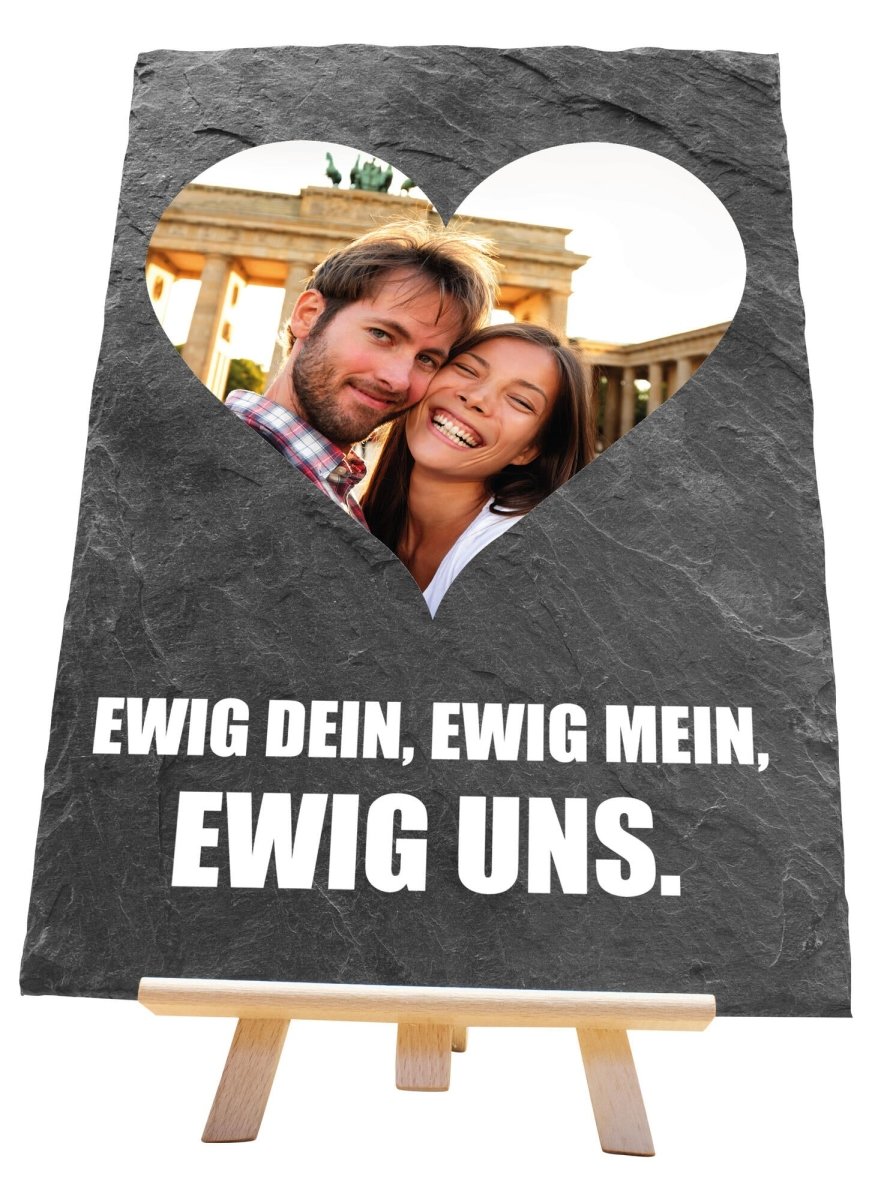 Schieferplatte mit Staffelei "Ewig Dein, Ewig Mein, Ewig Uns" M0015 - meinleinwand.de
