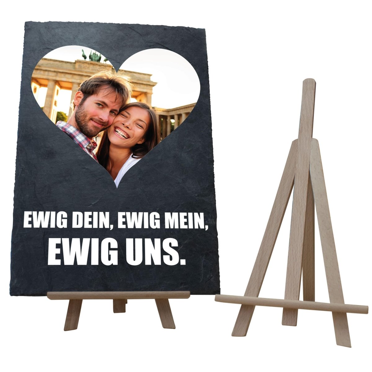 Schieferplatte mit Staffelei "Ewig Dein, Ewig Mein, Ewig Uns" M0015 - meinleinwand.de