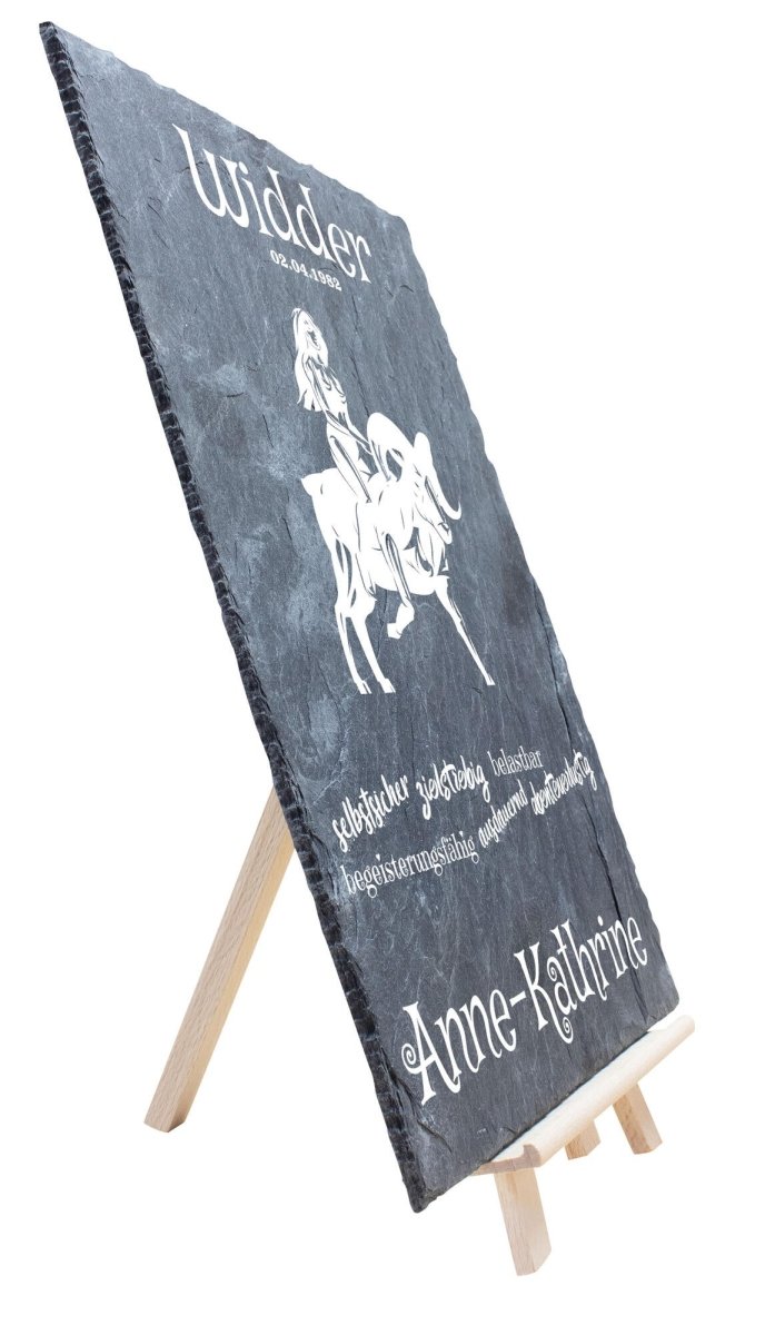 Schieferplatte mit Staffelei Sternzeichen "Widder" M0021 - meinleinwand.de