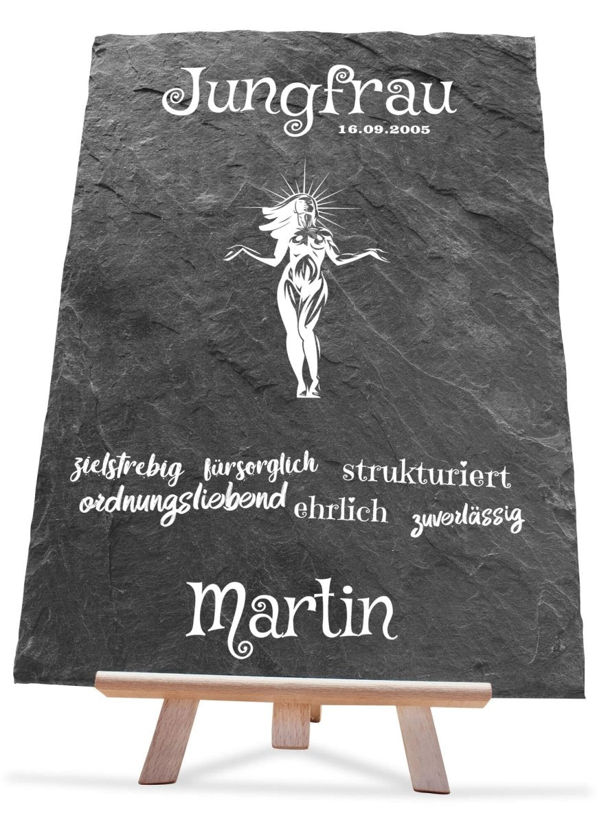 Schieferplatte mit Staffelei Sternzeichen "Jungfrau" M0028 - meinleinwand.de