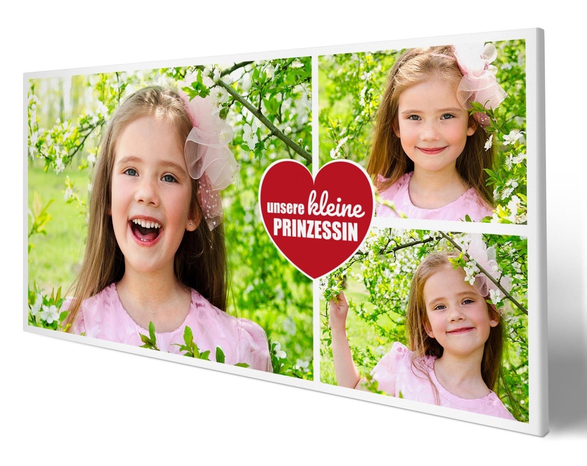 Fotocollage 3 Bilder kleine Prinzessin mit roten Herz M0038 - meinleinwand.de