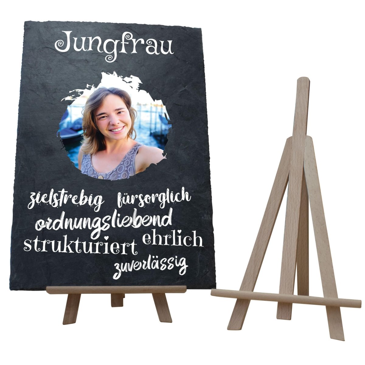Schieferplatte mit Staffelei Sternzeichen "Jungfrau" M0040 - meinleinwand.de