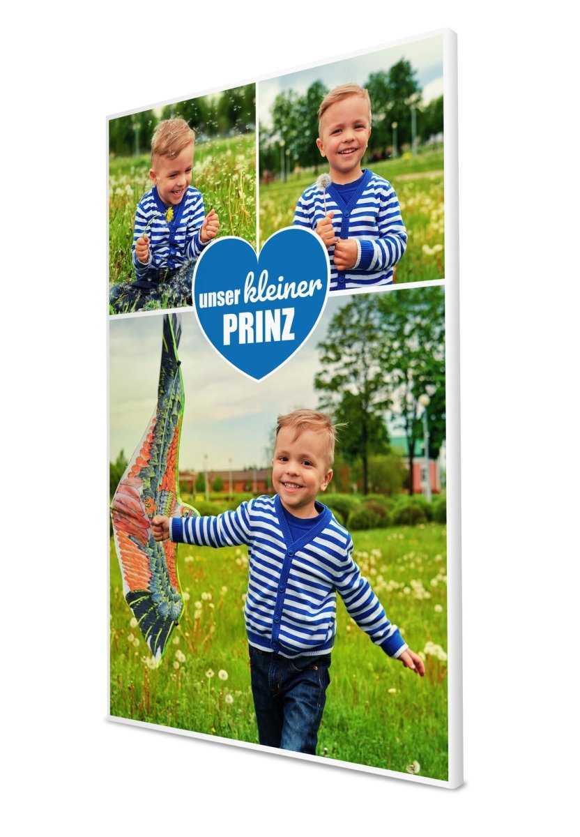 Fotocollage 3 Bilder kleiner Prinz mit blauen Herz M0040 - meinleinwand.de