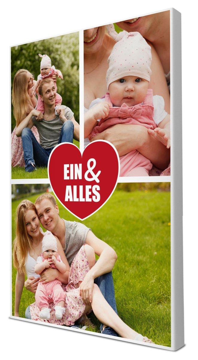 Fotocollage 3 Bilder Ein und Alles mit roten Herz M0042 - meinleinwand.de