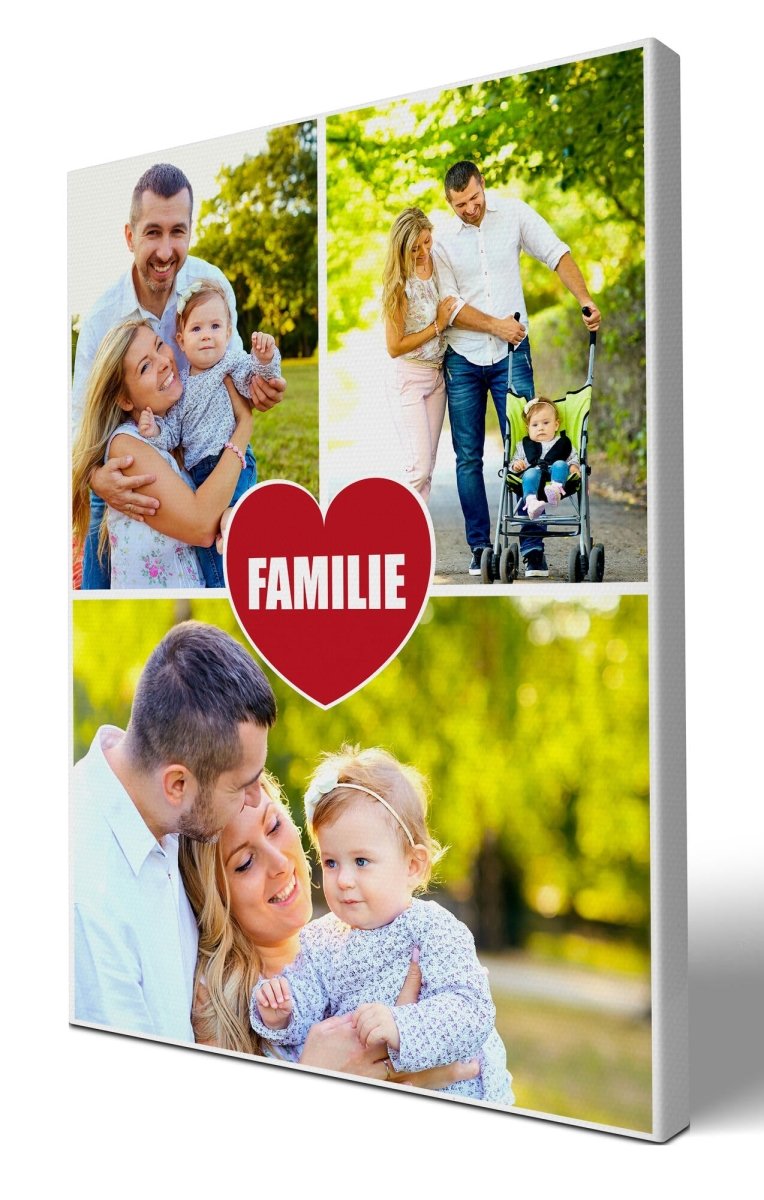 Fotocollage 3 Bilder Familie mit roten Herz M0044 - meinleinwand.de