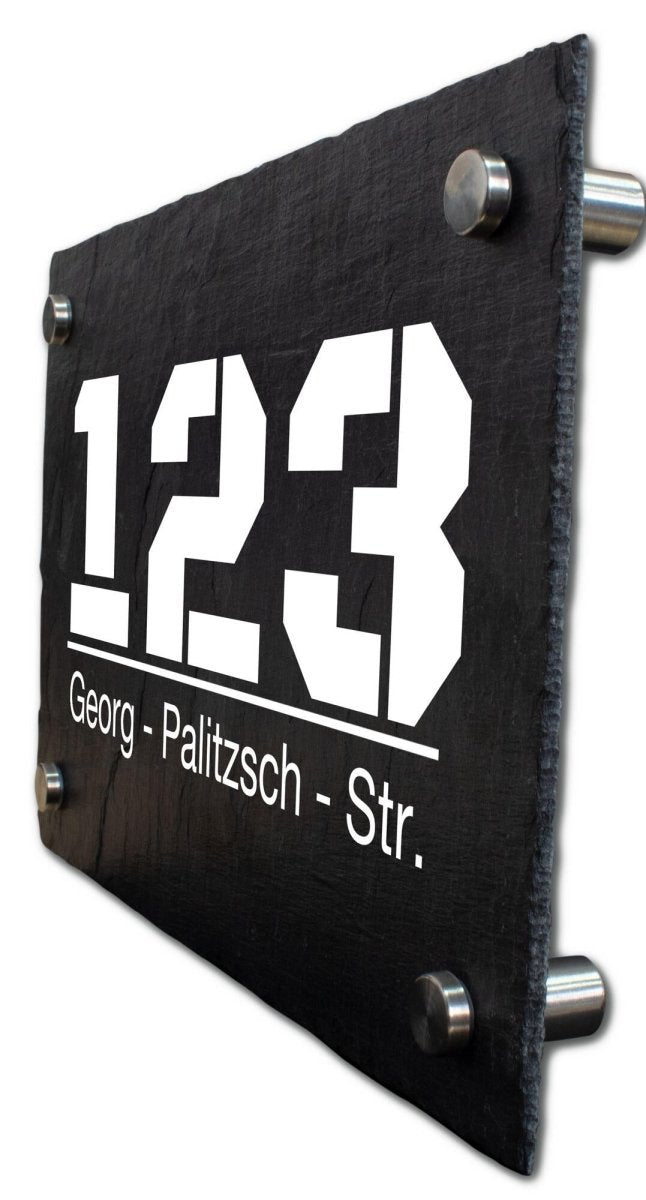 Hausnummer auf schieferplatte "Straße und Nummer" M0048 - meinleinwand.de