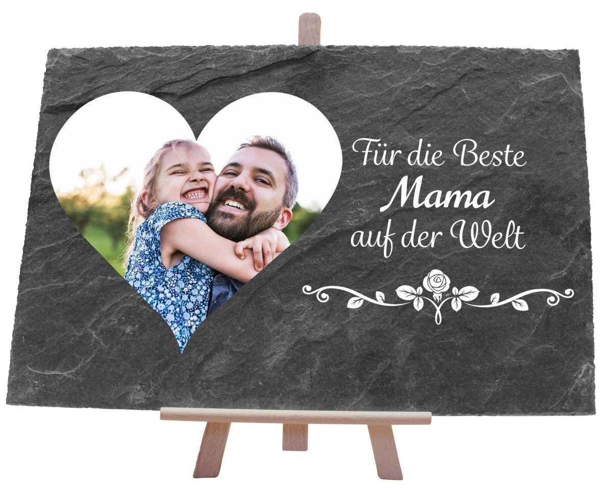 Schiefertafel Beste Mama mit Foto als Herz M0062 - meinleinwand.de