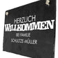 Schiefertafel Willkommen mit Familiennamen M0074 - meinleinwand.de