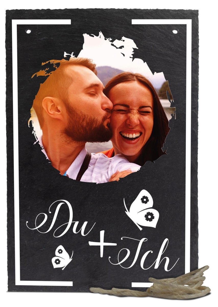 Schieferplatte mit Aufhängung "Du + Ich" personalisieren M0082 - meinleinwand.de