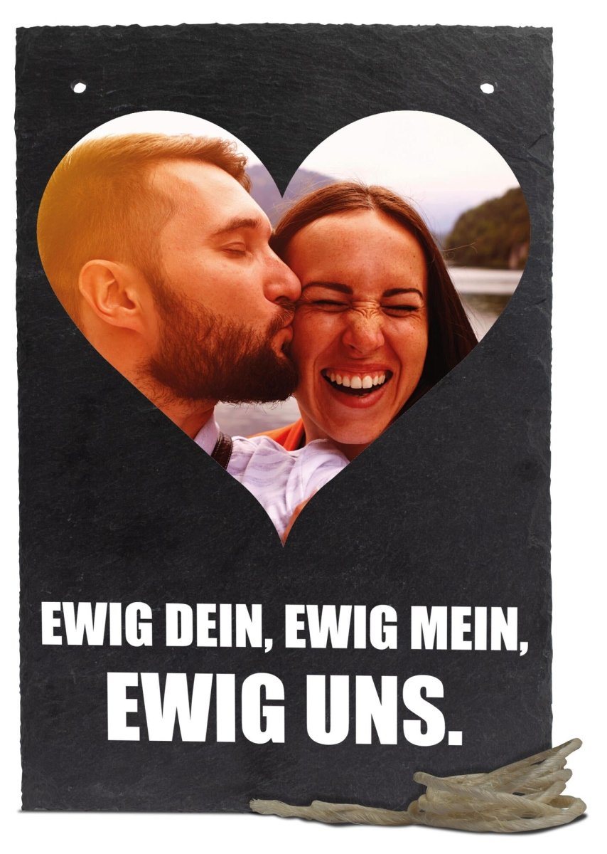 Schieferplatte mit Ewig uns und Herz Foto M0086 - meinleinwand.de