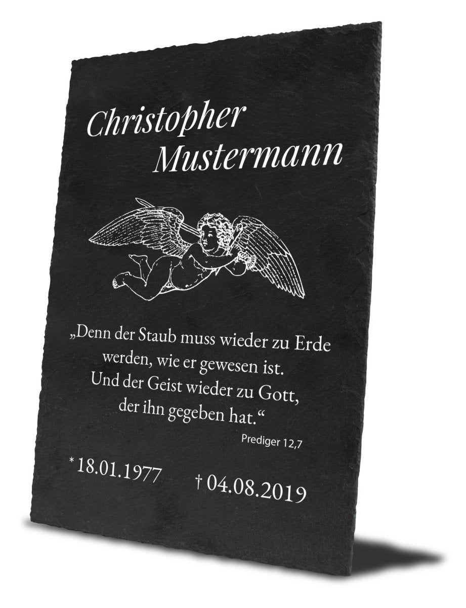 Gedenktafel Schiefer mit Engel M0109 - meinleinwand.de