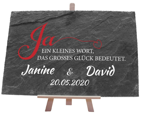 Schiefertafel Hochzeit mit Namen und Datum M0131 - meinleinwand.de