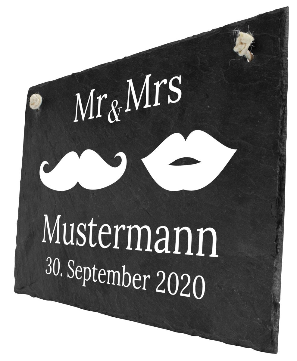 Schiefertafel Hochzeit Mr und Mrs, Familiennamen M0142 - meinleinwand.de