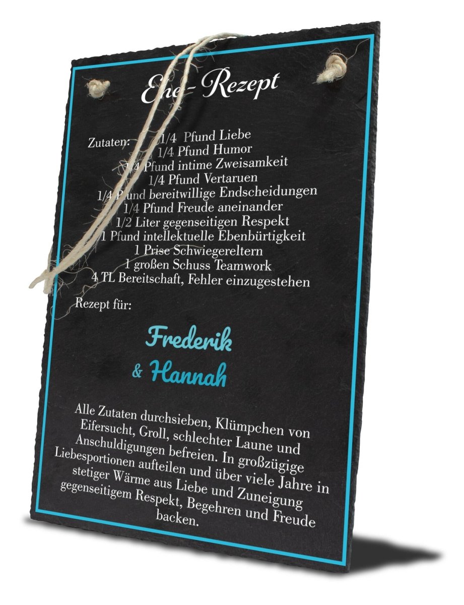 Schiefertafel Ehe-Rezept Hochzeit M0143 - meinleinwand.de