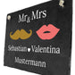 Schiefertafel Mr und Mrs mit Namen M0147 - meinleinwand.de