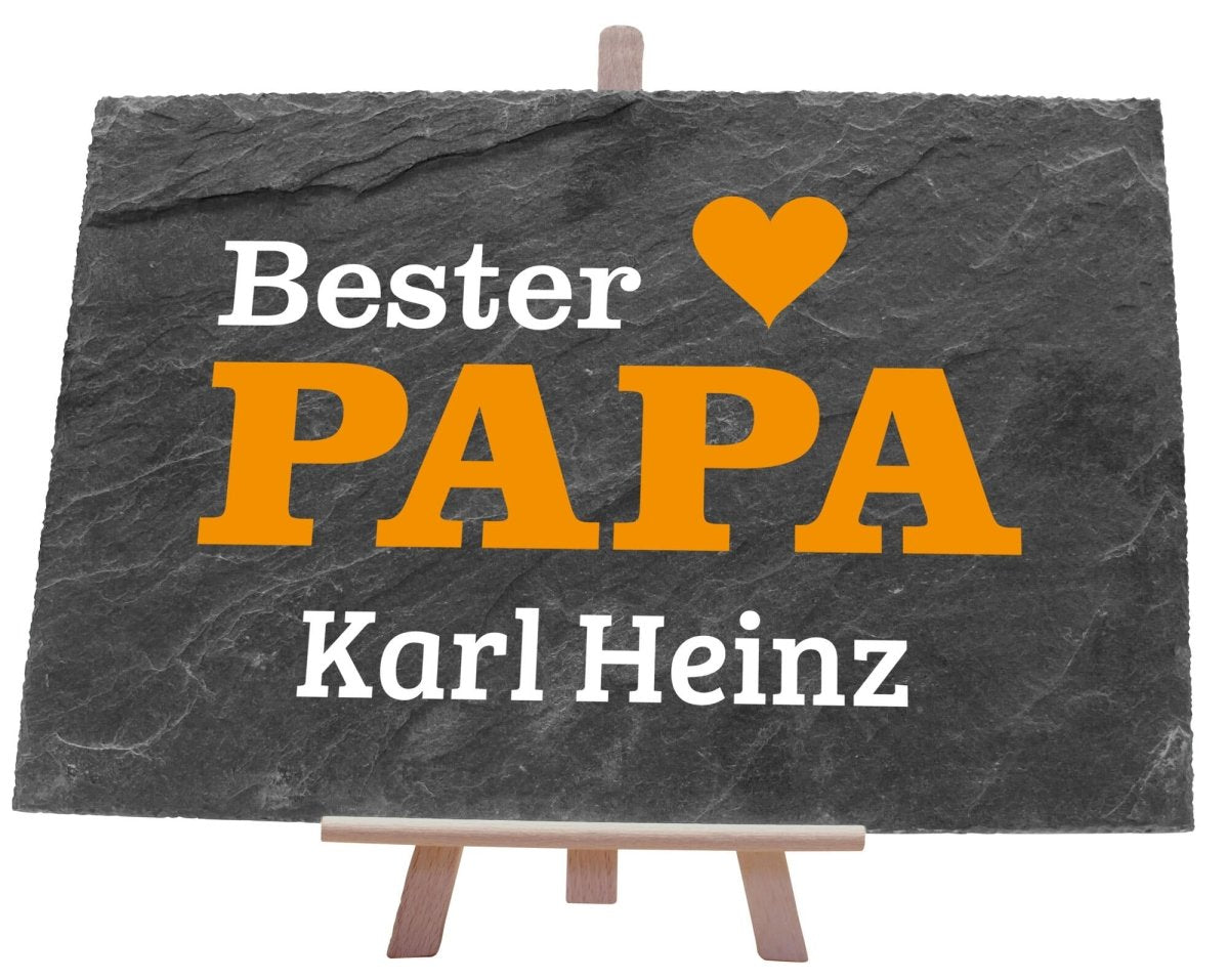 Schiefertafel mit Namen Bester Papa Gelb M0167 - meinleinwand.de