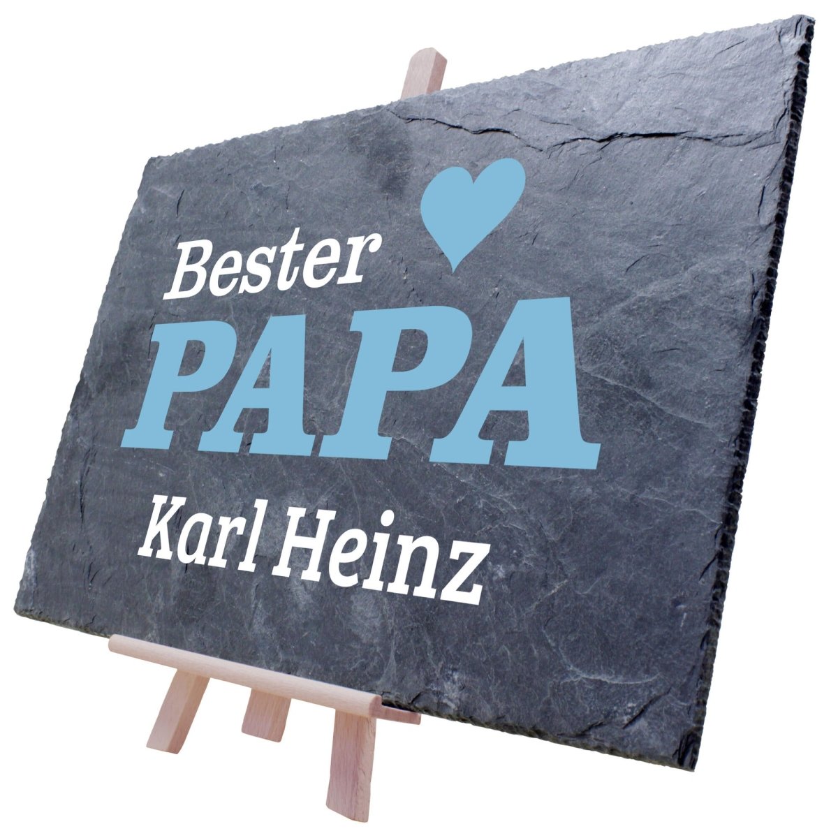 Schiefertafel mit Namen Bester Papa Herz M0168 - meinleinwand.de