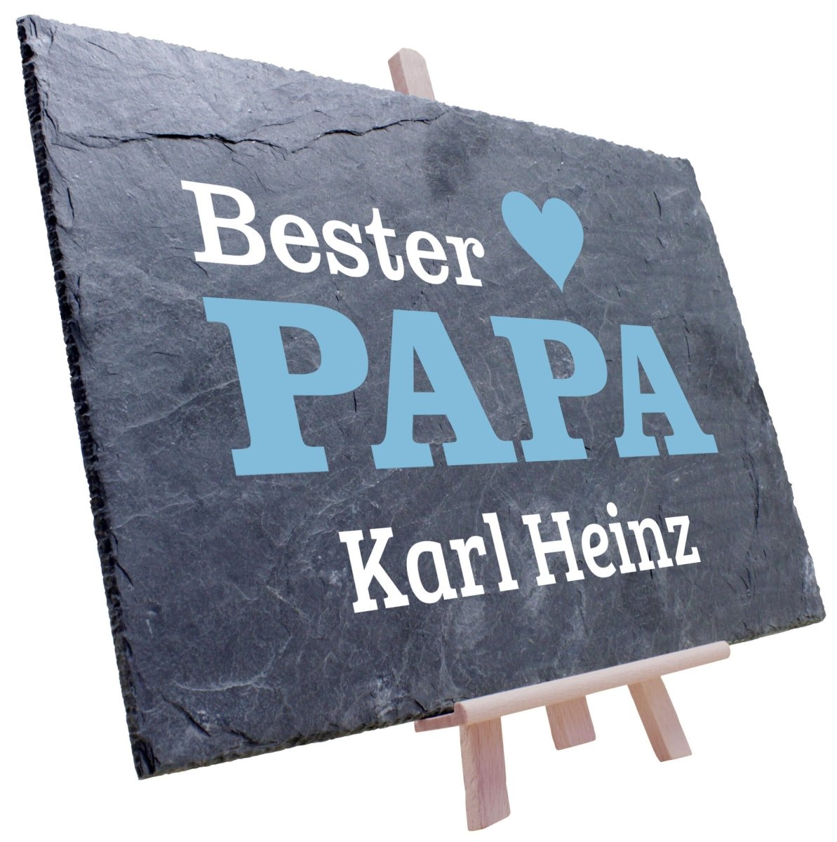 Schiefertafel mit Namen Bester Papa Herz M0168 - meinleinwand.de