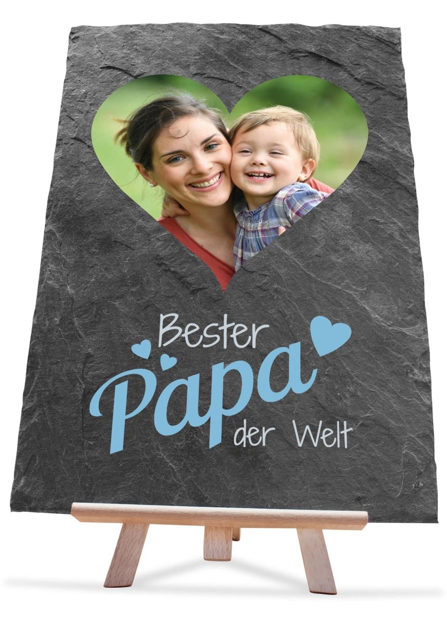 Schiefertafel mit Foto Herz Bester Papa der Welt M0169 - meinleinwand.de
