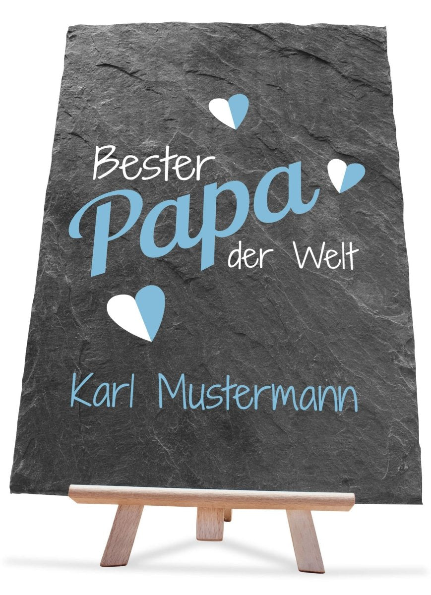 Schiefertafel Bester Papa mit Namen und Herzen M0173 - meinleinwand.de