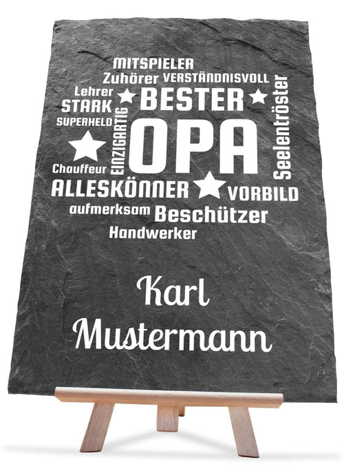 Schiefertafel Bester Opa Herz mit Synonymen M0213 - meinleinwand.de