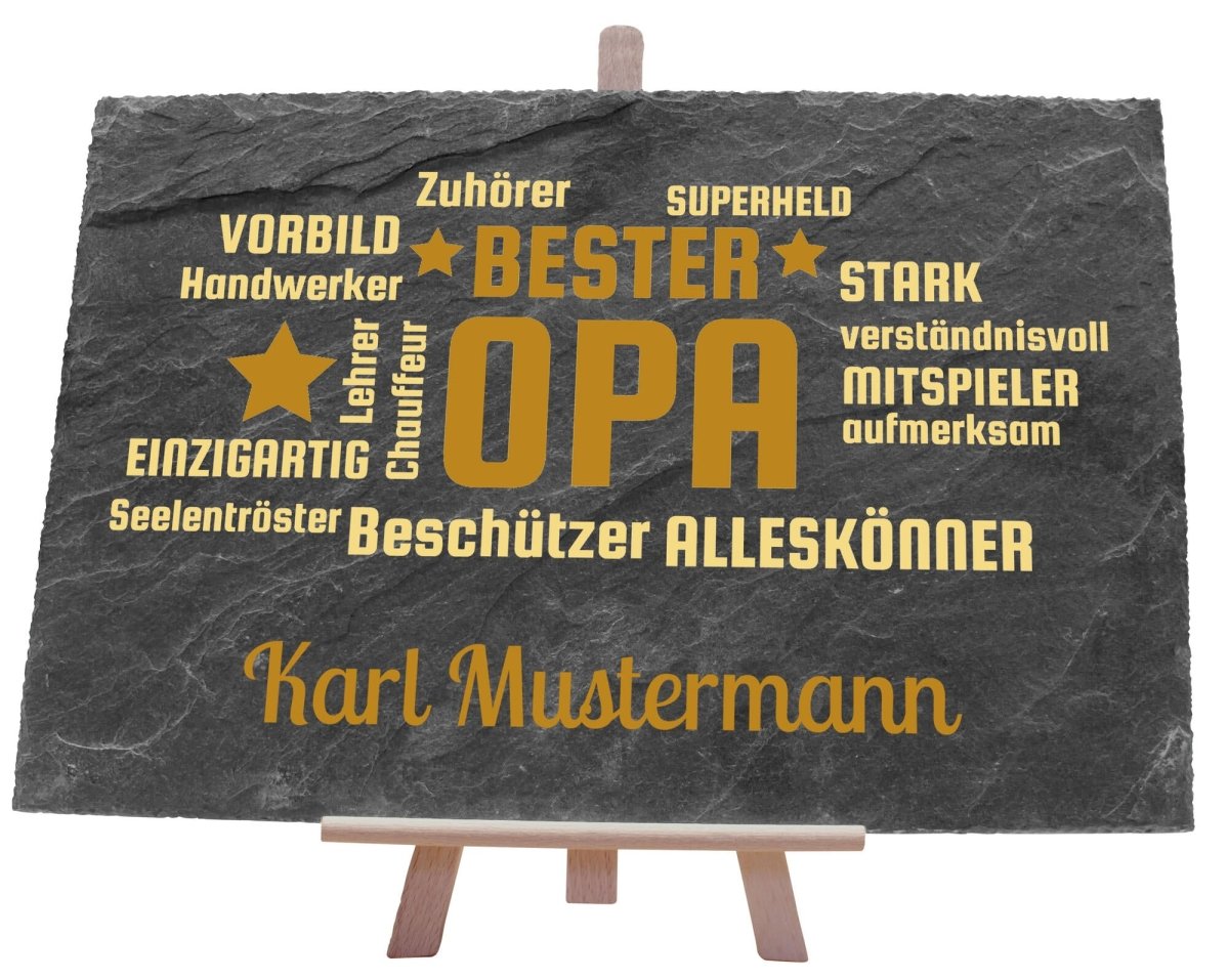 Schiefertafel Bester Opa Herz mit Synonymen und Namen M0215 - meinleinwand.de