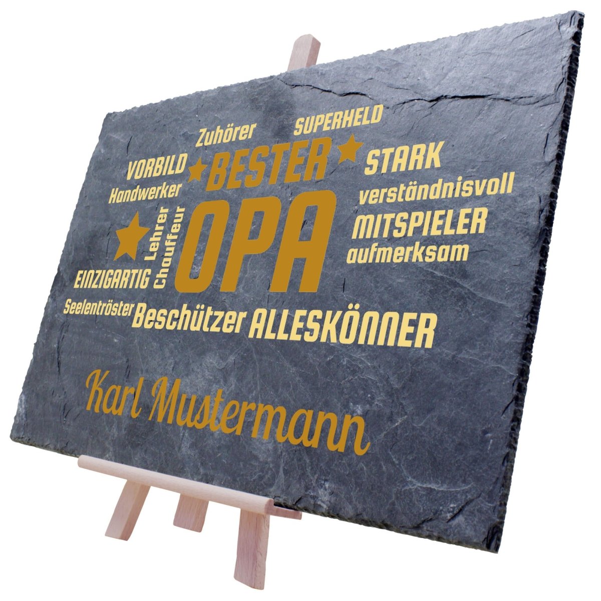 Schiefertafel Bester Opa Herz mit Synonymen und Namen M0215 - meinleinwand.de