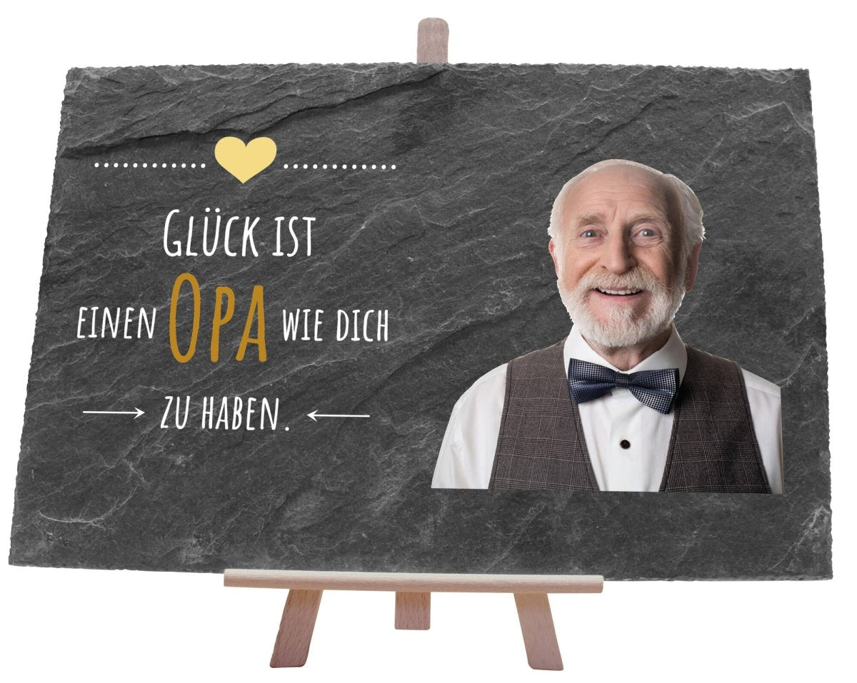 Schiefertafel Opa mit Bild und Herz M0225 - meinleinwand.de