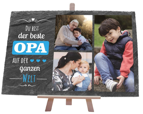 Schiefertafel mit Spruch und Collage Bester Opa M0229 - meinleinwand.de