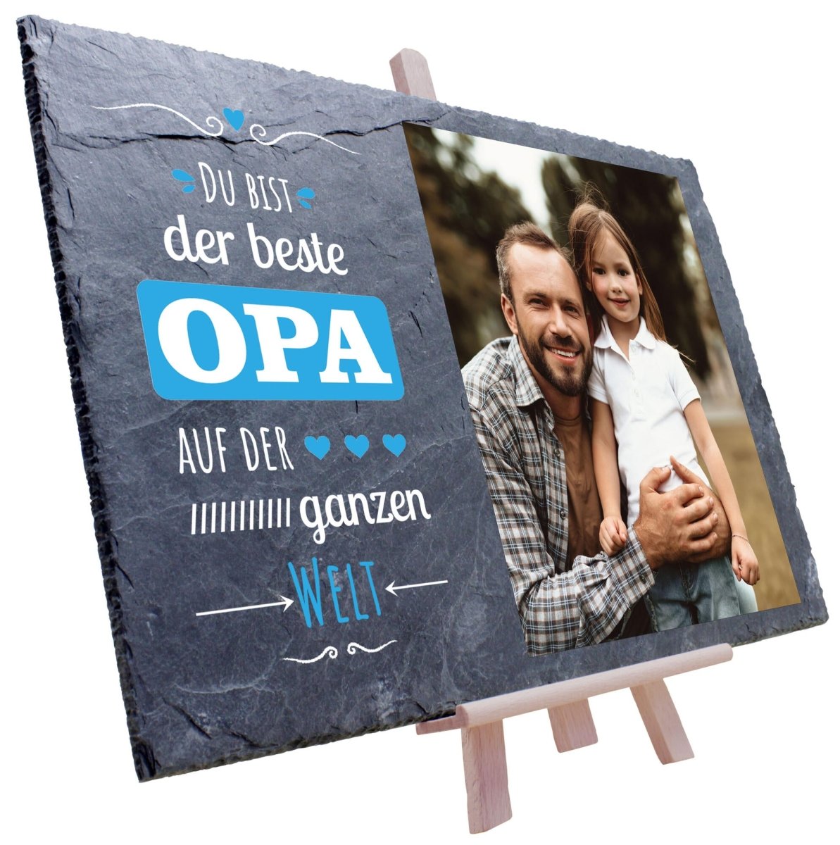 Schiefertafel mit Bild und Spruch Bester Opa auf der Welt M0230 - meinleinwand.de
