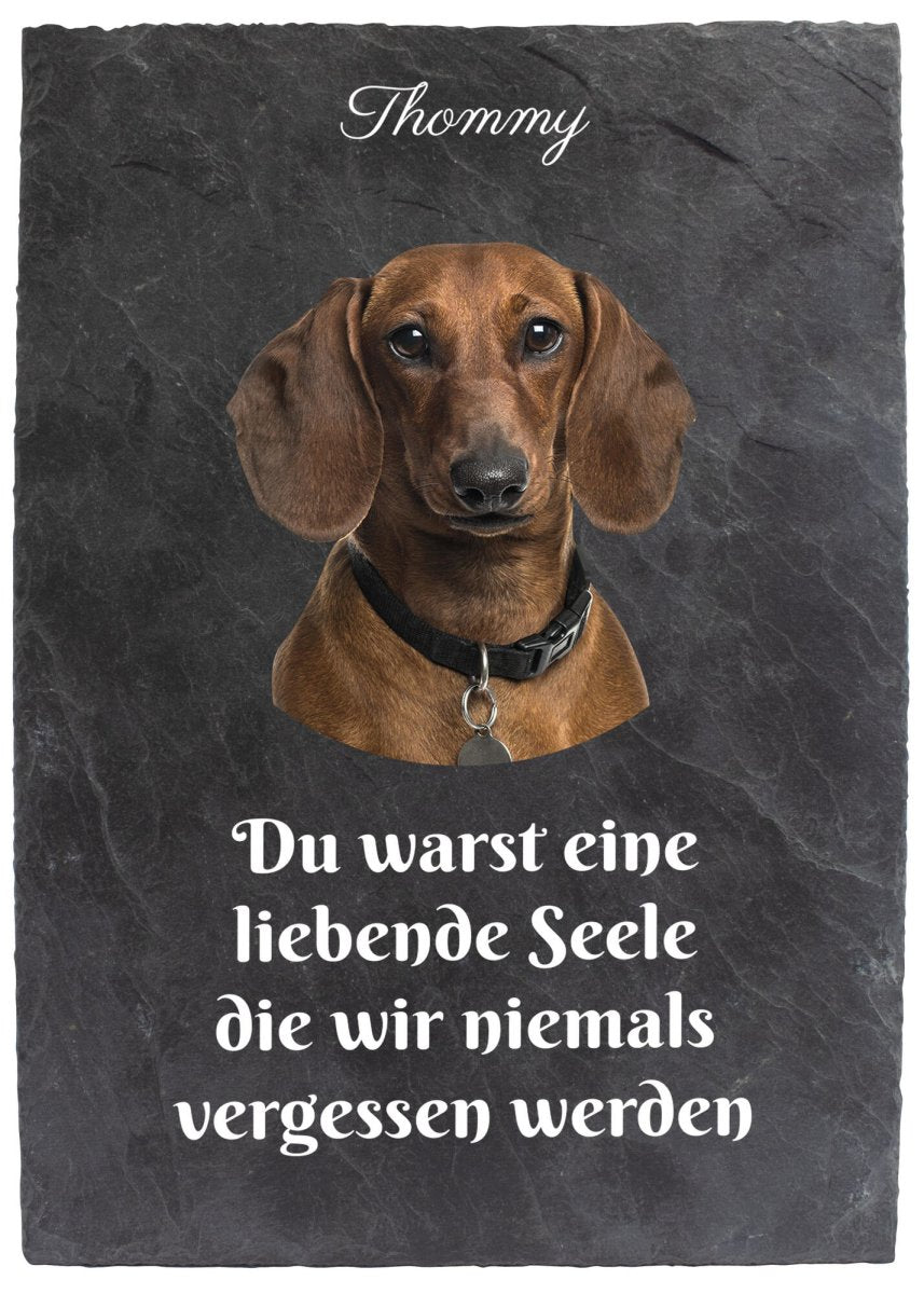 Gedenktafel für Tiere mit Bildausschnitt, Namen und Spruch M0237 - meinleinwand.de